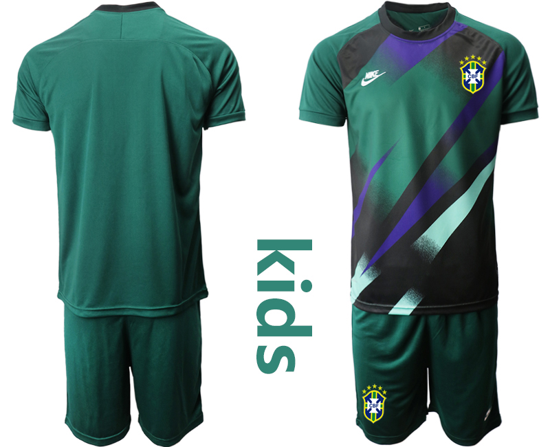 Cheap Youth 2020-2021 Season National team Brazil goalkeeper green Soccer Jersey